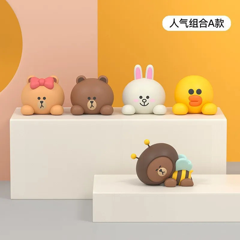 LINE FRIENDS Car Brown Cony Anime Kawaii Car Decoration Women Cute Cartoon Exquisite Life Choco Sally Car Center Console Gift