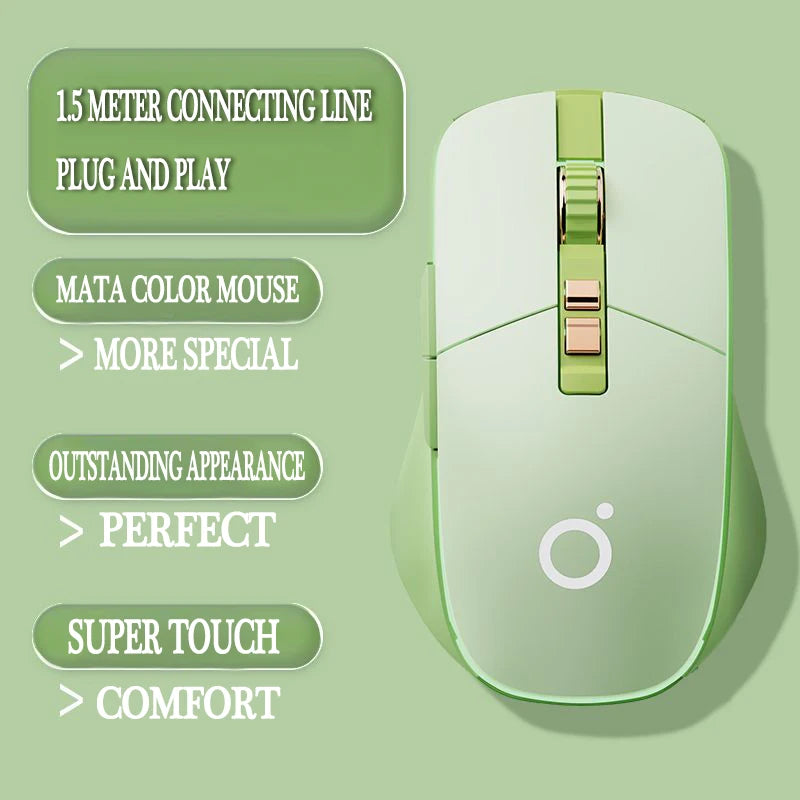 New USB Wired Mouse Ergonomic RGB Backlit Green Mice Silent Optical Girl Gamer Mause for gaming office desktop computer notebook