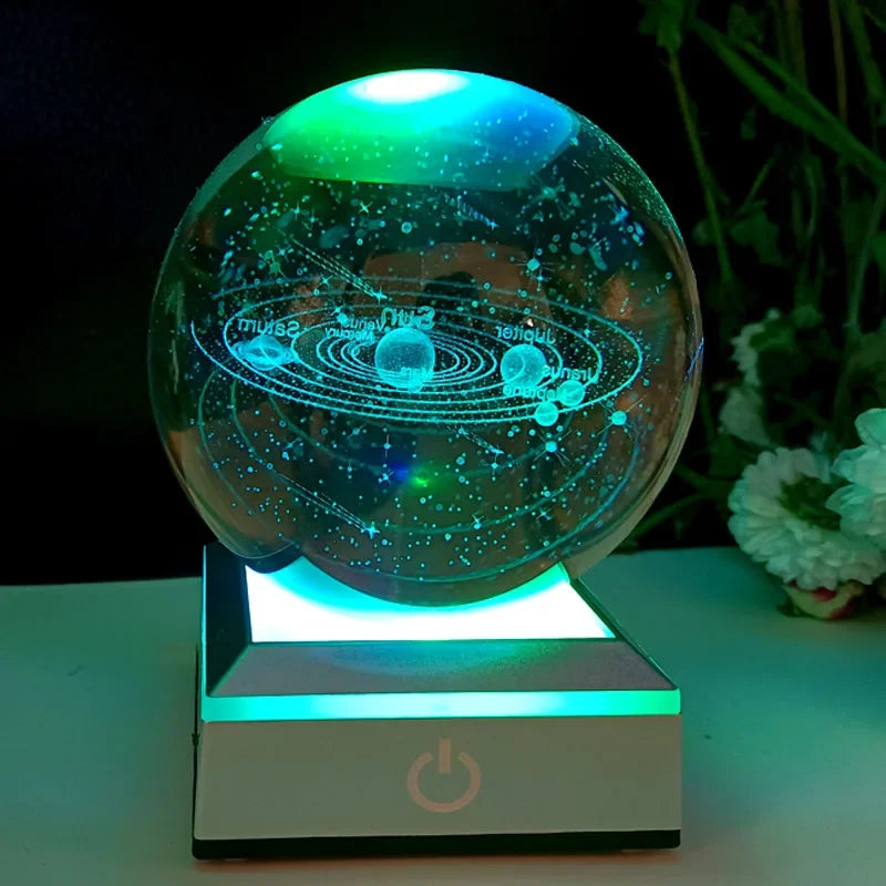 Crystal Ball Night Lights Glowing Planet Galaxy Astronaut 3D Moon Table Lamp USB Atmosphere Lamp Tabletop Decorations Kids Gifts