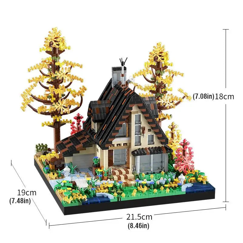 2635PC Forest Wooden House Building Blocks Cabin Model Bricks City Street View Kids Toys Educational Girls Boys Birthday Gift