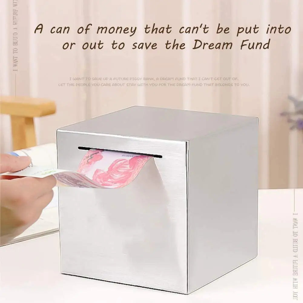 Stainless Steel Piggy Bank Only Enter Not Exit Large Capacity Money Savings Bank For Children's Metal Cash Box Coin Piggy Bank