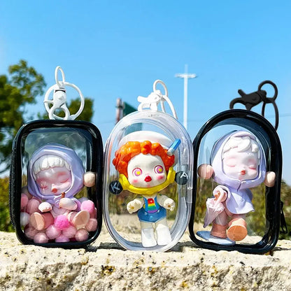 Transparent PVC Mystery Box Organizer Box Keychain Chain Bag Mystery Toy Storage Boxes for Labubu for Popmart Doll Toy