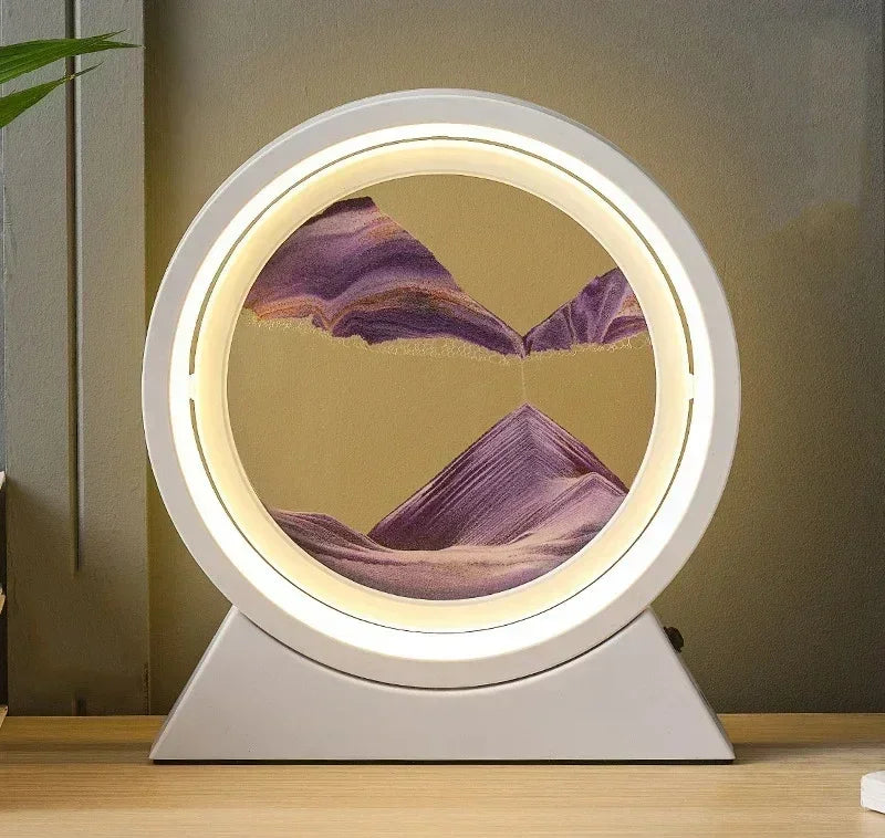 Sandscape Moving Sand Art Picture Table Lamp Quicksand Night Light 3D Hourglass Bedside Lamps Flowing Sand Painting Home Decor