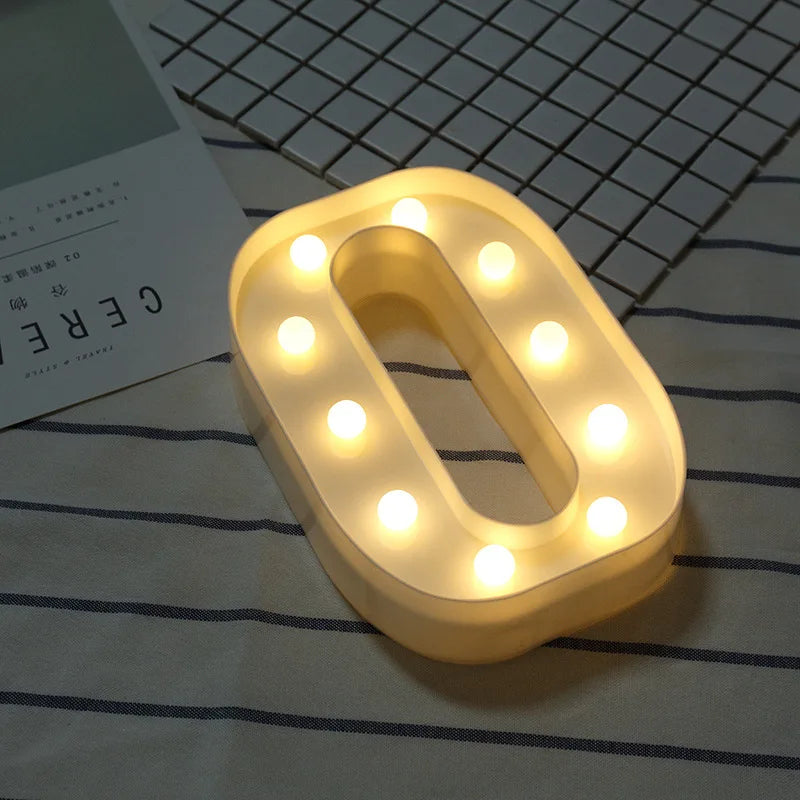 16/21CM DIY Luminous Lights LED Letter Night Light Creative Letters Alphabet Number Battery Lamp Romantic Party Decoration