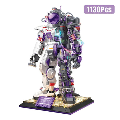 City Purple Space Astronaut Robot Model Building Blocks Aerospace Spaceman Mecha With Lights MOC Bricks Education Toys Kids Gift