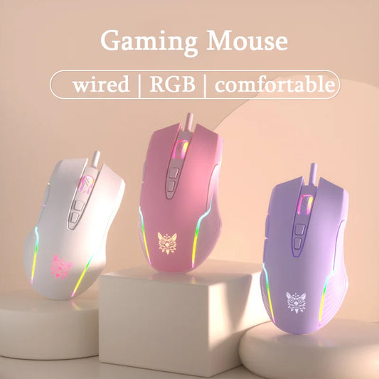 Wired Gaming Mouse Ergonomic Optical Backlight Mice Gamer Girl 6400 DPI RGB Backlit Mouse For PC Laptop Computer Tablet Desktop