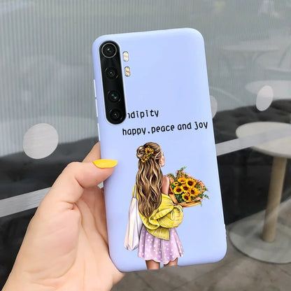 Case For Xiaomi Mi Note 10 Lite Back Cover Protective TPU Silicone Funda Fashion Flower Coque For Xiaomi Note 10 Lite Capa 6.47"