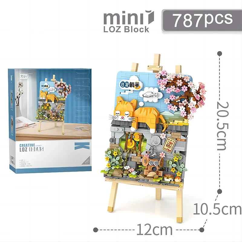 Loz Mini Animals Landscape Drawing Board Building Blocks Christmas Train Puzzle Assembly Model Toy Bricks Children Birthday Gift