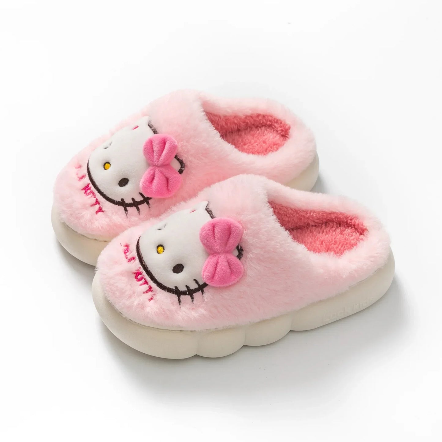 Kawaii Sanrio Hello Kitty Girls Plush Slippers Non-slip Warm Cute Cartoon Anime Home Autumn and Winter Slippers Plush Gift