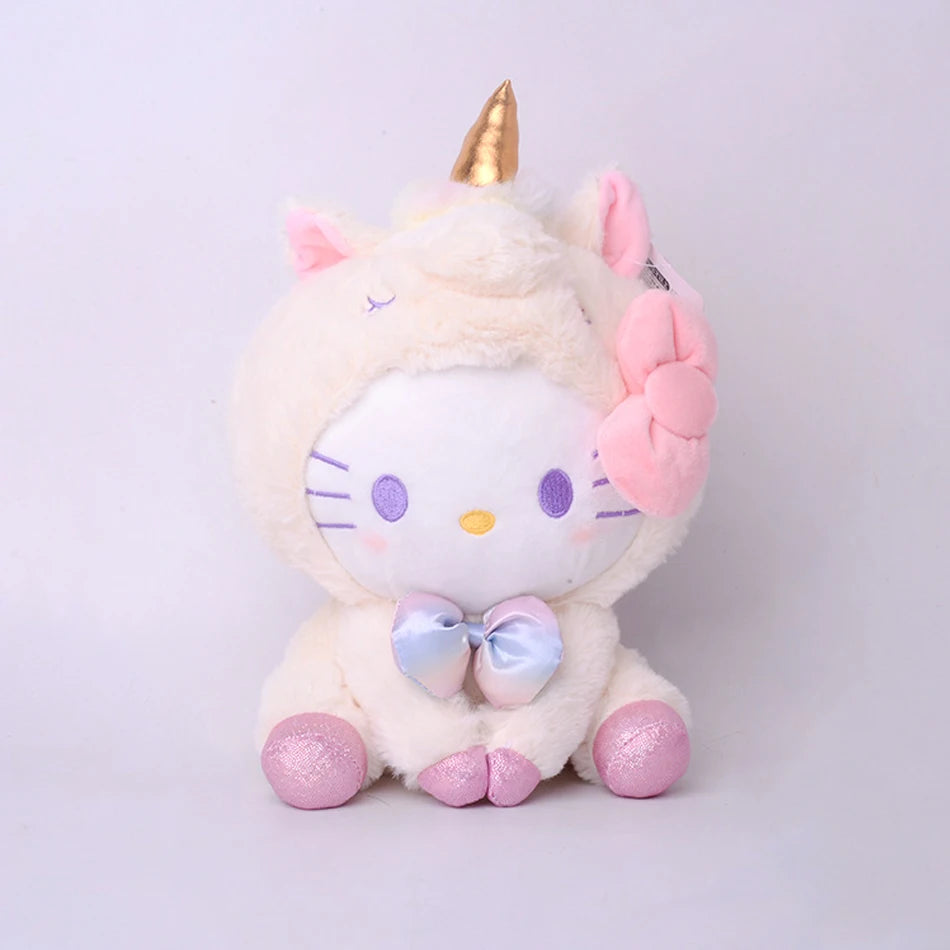 Sanrio Cartoon Kawali Kuromi Hello Kitty My Melody Cinnamoroll Pillow Plush Toys Soft Stuffed Dolls for Kids Birthday Gifts