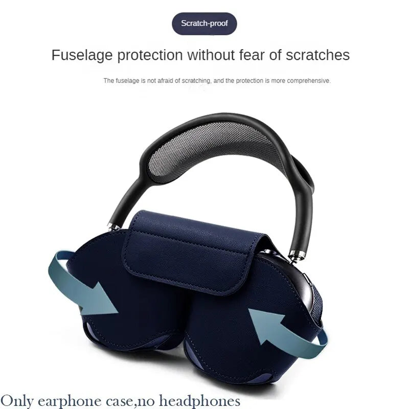 For AirPods Max Protective Case Handheld Blue Tooth Headphone Organiser Leather Wireless Headphone Case