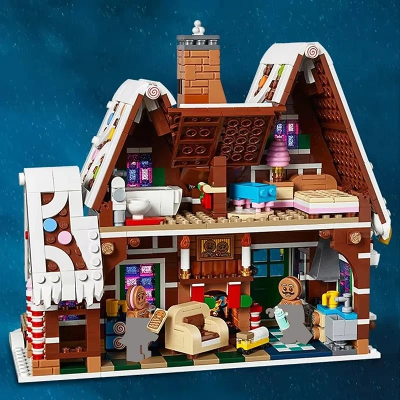 Santa Claus Gingerbread House Landscape Light Building Blocks Brick Winter Village Kit Assembly Toys Christmas Gifts