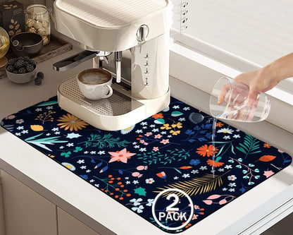 Cross-Border Creative Pattern Kitchen Countertop Hydrophilic Pad Amazon Diatom Ooze Wind Mat Bowl Dish Drying Mat Slip-Resistant