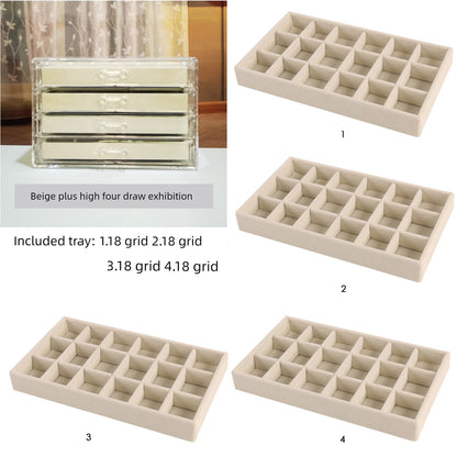 Beige Acrylic Jewelry Box Stud Earrings Earring Ring Necklace Bracelet Ornament Storage Box Jewellery Box