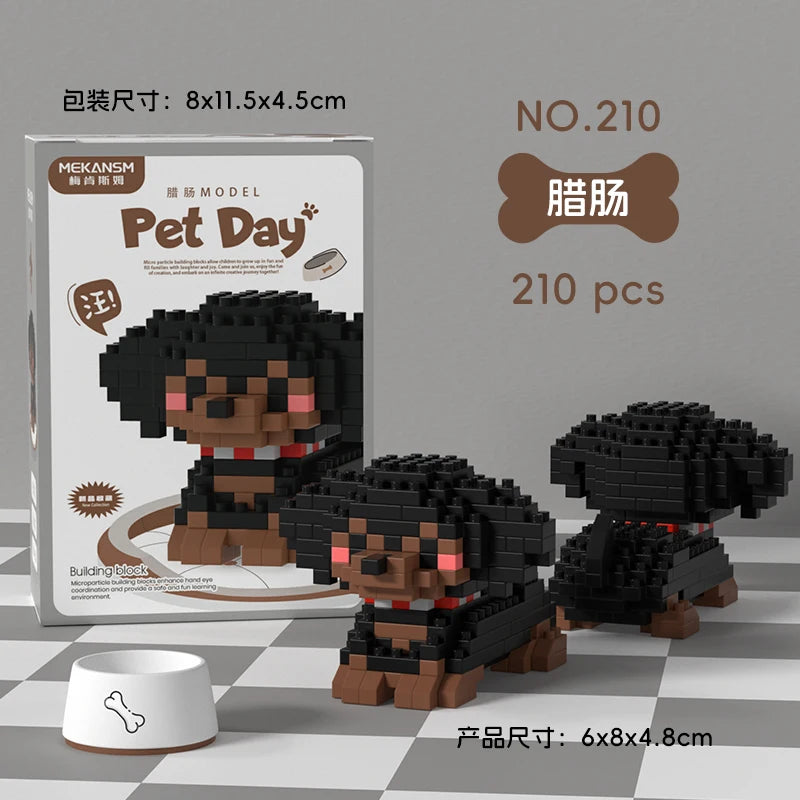 HUIQIBAO MINI Cute Pet Dog Cat Micro Building Block Model Set Kids City Cartoon Animal Diamond Bricks Educational Toys for Adult