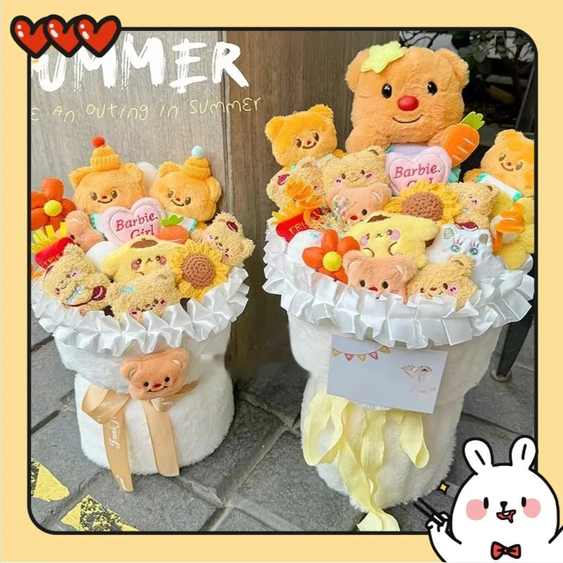 New Butter Bear Kawaii Send Girlfriend Doll Bouquet Cartoon Doll Birthday Present Halloween Gift Bouquet Christmas Girl Kids