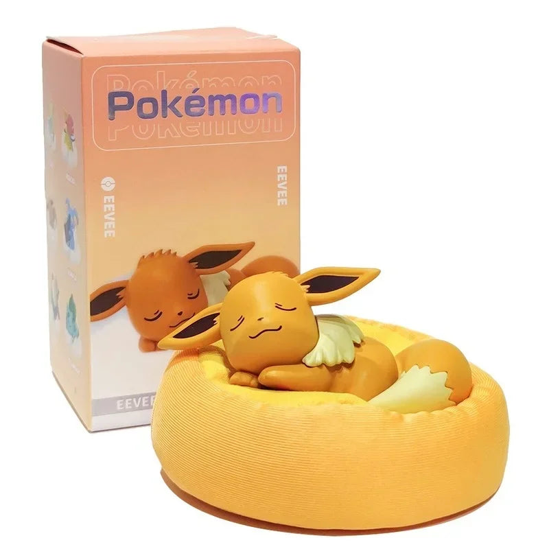 Genuine Pokemon Sleep Anime Figures Starry Dream Series Pikachu Jirachi Eevee Snorlax Bulbasaur With Plush Base Model Dolls Toy