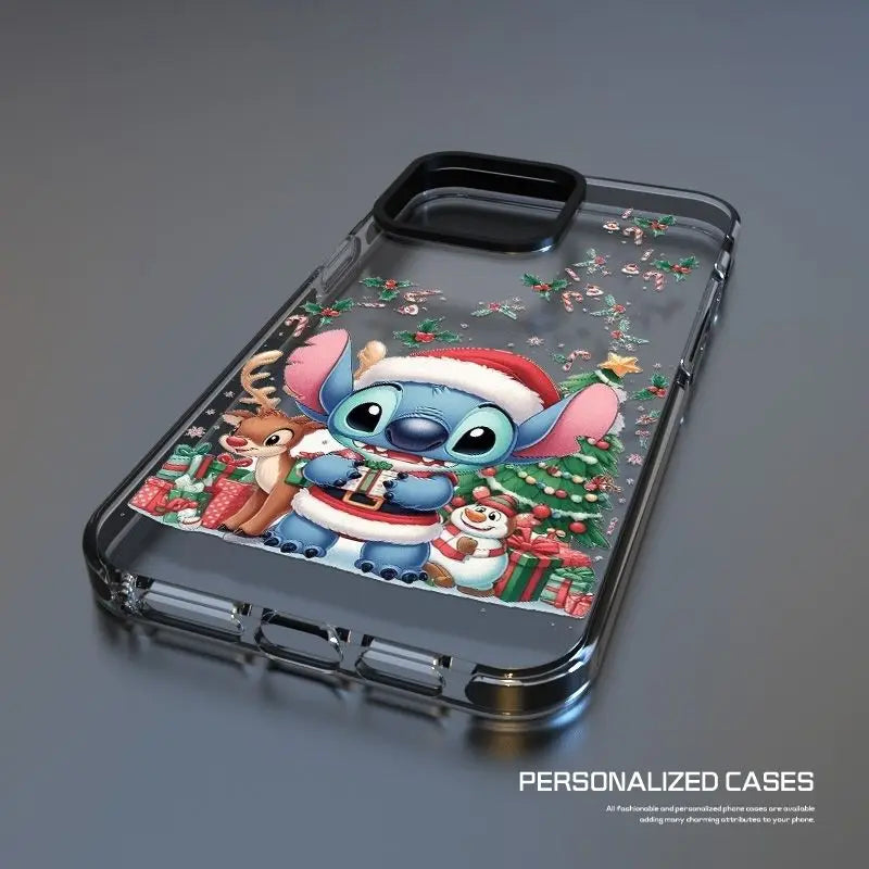 Disney Stitch Christmas Cute Phone Case For iPhone 16 15 14 13 12 11 Pro Max X XR XS MAX 7 8 Plus Y2k Mini Christmas Tree Cases