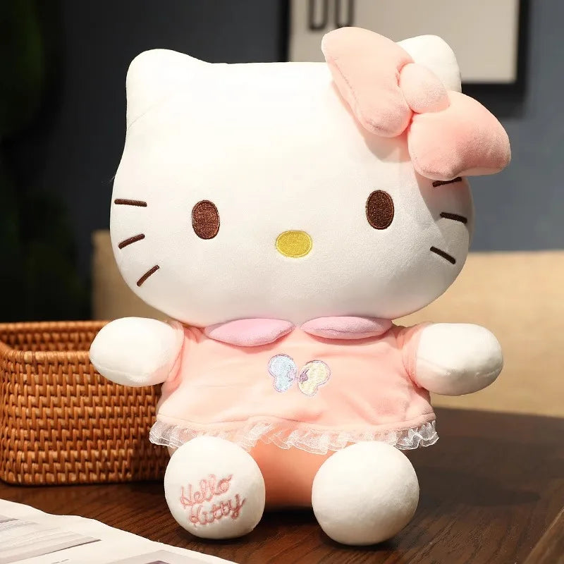 Sanrio Hello Kitty Kuromi Throw Pillow Baby Stuffed Toys Anime Cat Plush Toys Plushie Kids Gifts Children Dolls For Girls Boys