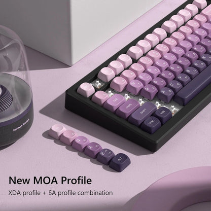 134 Keys MOA Profile Gradient Purple PBT Keycaps Customs Dye Sub Key caps for 61/87/104 Cherry MX Gaming Mechanical Keyboard