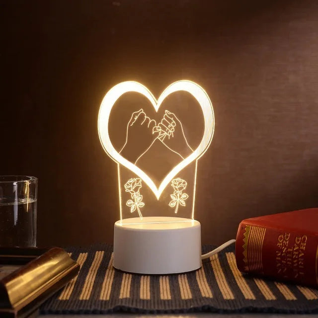 Romantic Love 3D Lamp Kids Led Night Lights Children's Table Lamp Christmas Neon Sign Lights Valentine's Day Birthday Gifts