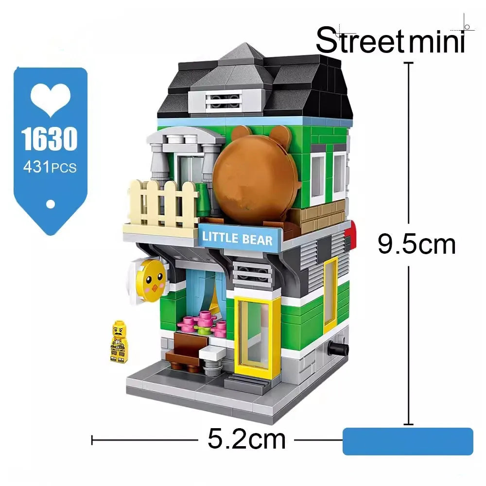 LOZ Creative Folded StreetView Grocery Store Post Station Building Bricks DIY Mini Chinese Style Puzzle Girls Gifts Children Toy