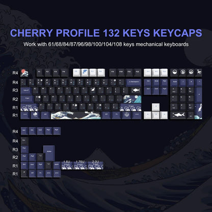 143 keys Coffee Cat PBT Keycap 5 Sides DYE-SUB XDA Profile Customized Keycaps For Cherry MX Switch Gamer Mechanical Keyboards