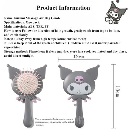 Miniso Massage Air Bag Comb Scalp Fluffy Portable Cartoon Kuromi Long Hair  Anti-static Children's Birthday Gift Kawaii Toy