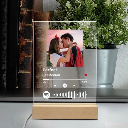 Personalized Spotify Music Acrylic Board With Light Base Custom Personal Photo Song Singer Name Night Lamp Girls Valentine Gift