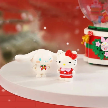 Sanrio Series Assembled Building Blocks Hello Kitty Cinnamoroll Music Box Model Bricks Kids DIY Toys Christmas Decoration Gifts