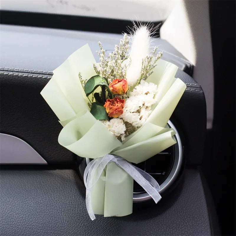 Car Dried Flower Bouquet Car Fragrance Air Outlet Dried Flower Mini Valentine's Day Gift Car Fragrance Bouquet Lucky Decoration