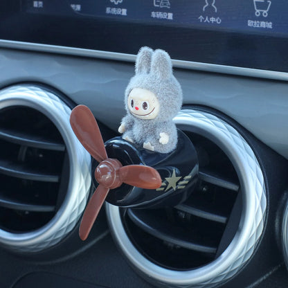 2024 New Anime Labubu Grip Action Creative Aromatherapy Car Interior Air Outlet Mini Airplane Cartoon Decoration New Year Gift