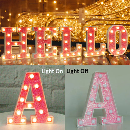 NEW DIY LED Letter Lights Glitter Alphabet Light Up Letter Sign Night Light Gifts Birthday Wedding Christmas Party Decoration