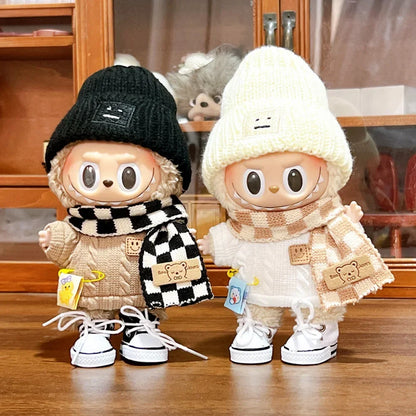 Suitable for 17cm Labubu V1/V2 Doll Clothes Doll Outfit Christmas Sweater Decoration Set[Clothes Only]