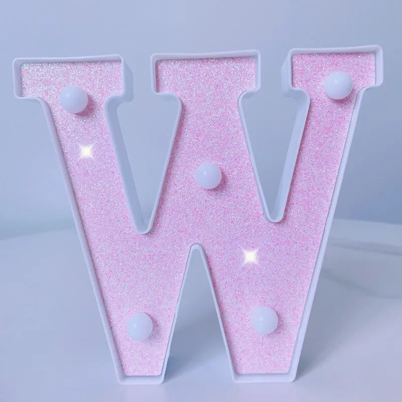 Luxury Alphabet Pink Letter LED Luminous Number Lamp  Battery Night Light for Home Birthday Wedding  Christmas Party Decoration