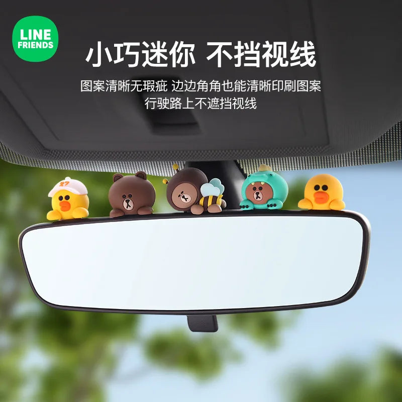 LINE FRIENDS Car Brown Cony Anime Kawaii Car Decoration Women Cute Cartoon Exquisite Life Choco Sally Car Center Console Gift