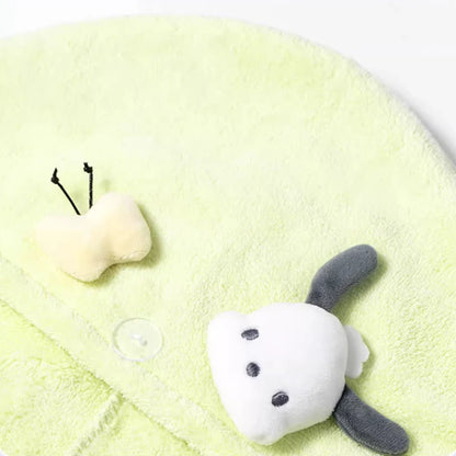 MINISO Sanrio Series Hair Drying Cap 3D Thickened Antibacterial Pachacco Kuromi Cute Cartoon Children's Toy Kawaii Birthday Gift