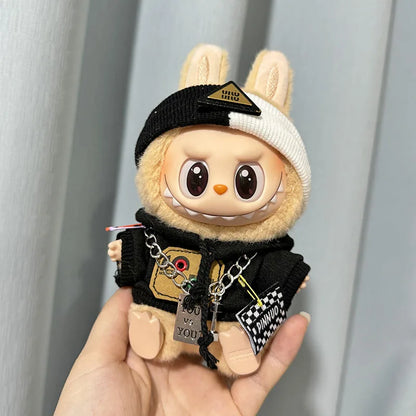 17cm Labubu I II Idol Dolls Clothes Cute Hoodie Mini Plush Doll Sitting Party Outfit Fashion Clothing Korea Kpop Exo DIY Gifts