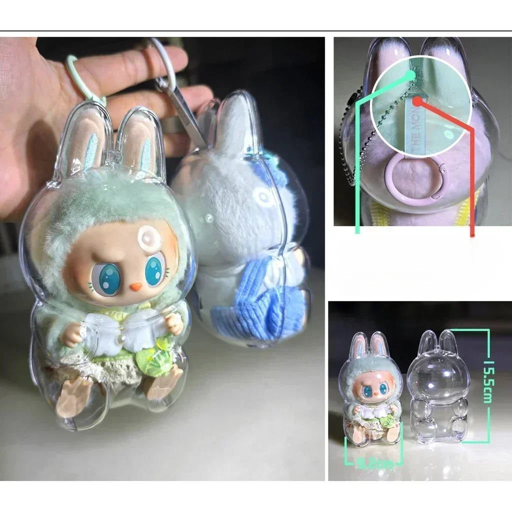 Protective Acrylic Case shell Transparent Organizer Box For Labubu V1 V2 upgraded Thickened Doll Bag Keychain Bags for POPMART