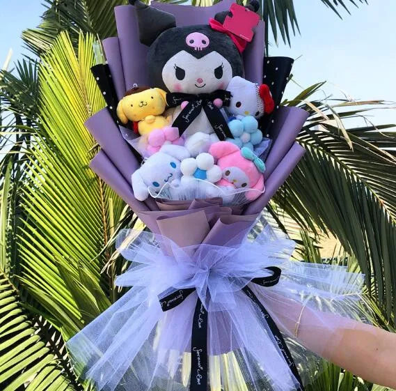 Christmas Gifts Cartoon  Plush Bouquet My Melody Kuromi Cinnamoroll Kt Cat Plush Doll Toy Valentine Graduation Gifts