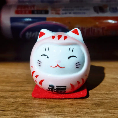 Japanese Ceramic Daruma Crafts Cartoon Lucky Cat Fortune Ornament Landscape Home Decor Accessories Gifts Living Room Decoration