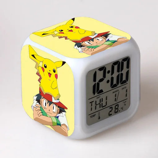 Pokemon Pikachu LED Glowing Alarms for Children Bedroom Decoration Kids Digital Glowings Alarm Clock Desk Decor Christmas Gift