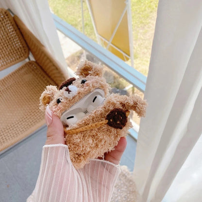 Fun Hairy Furry Lovely For Girl Gift Plush Cute Bear With Backpack Doll Case For Apple AirPods Pro Cover For AirPods 2 3