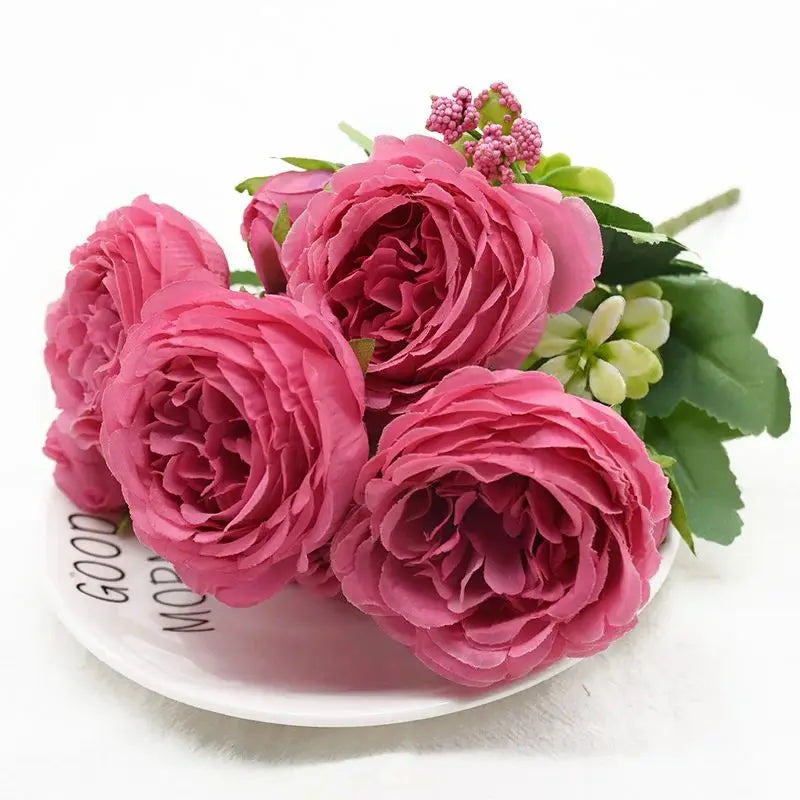 1pc Artificial Flower silk Peony rose Bouquet for Christmas Home Table vase Wedding bridal bouquet Decoration diy gift Hot sales