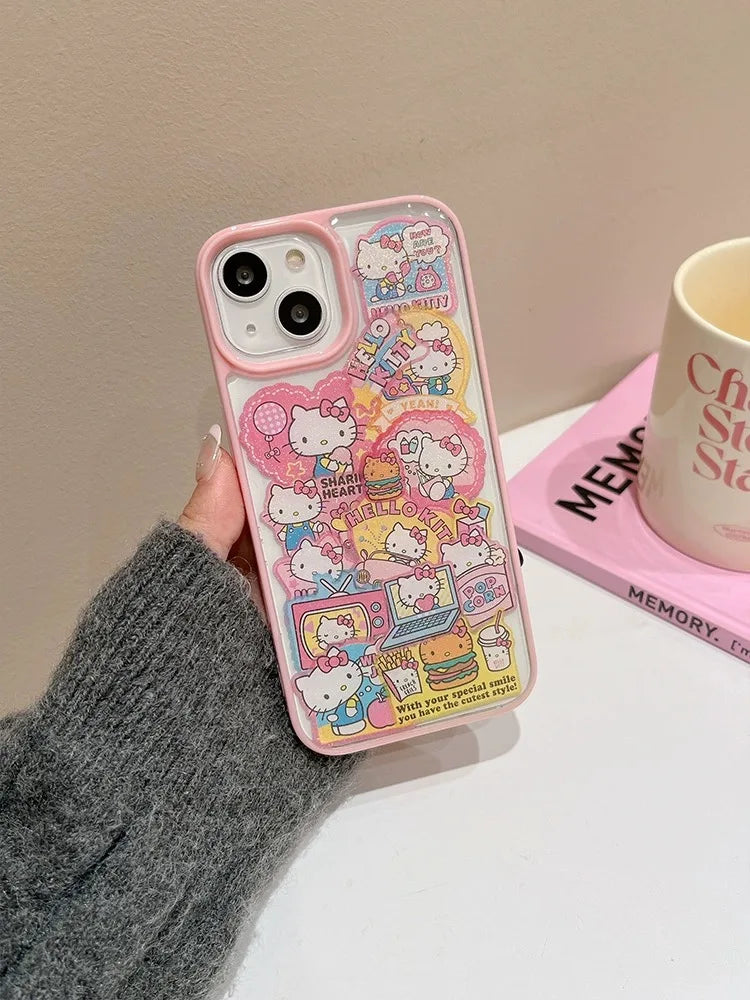 Sanrio Hello Kitty Kuromi Cartoon Phone Case For iPhone 16 15 14 13 12 11 ProMax XR XS 8 Plus Y2K Cute Soft Back Cover Pink Girl