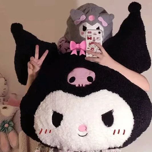 Extra-large Size Sanrio Kawaii Plush Stuffed Doll My Melody Purple Kuromi Cartoon Sofa Soft Pillow Toys For Kids Girl Xmas Gifts