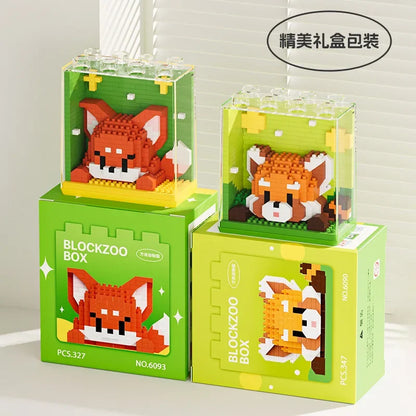 Kawaii Animal Building Blocks Red Panda Raccoon Koala Penguin Assembled Elephant Model Mini Brick Figure Toys For Kids Gifts