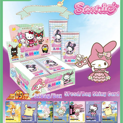 Sanrio Shining Card Cartoon Kuromi Hello Kitty My Melody Cinnamoroll Collectible Game Trading Card Children Toy Christmas Gift