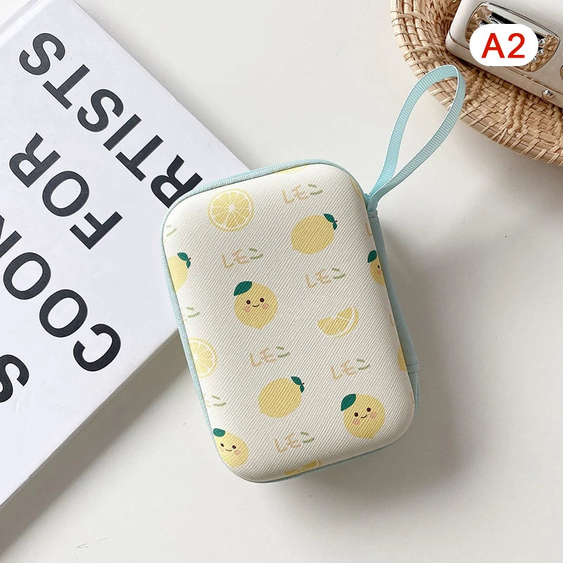 Cute Cartoon Fruit Pattern Headphone Data Cable Storage Bags Charger Power Bank Rectangular Box Zipper Bag Pocket Pouch