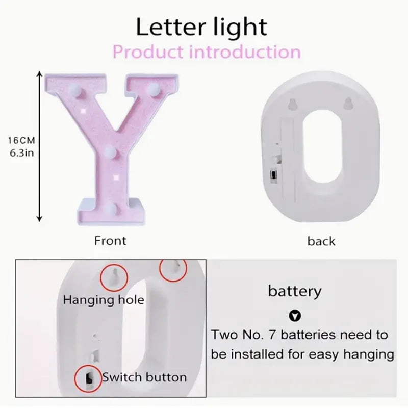 Pink Romantic Luxury LED Light 6.3-inch Pink Decorative Alphabet Number Light Battery Powered Christmas Decorative Light Wedding